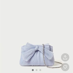 Loeffler Randall Rochelle mini bow clutch in blue